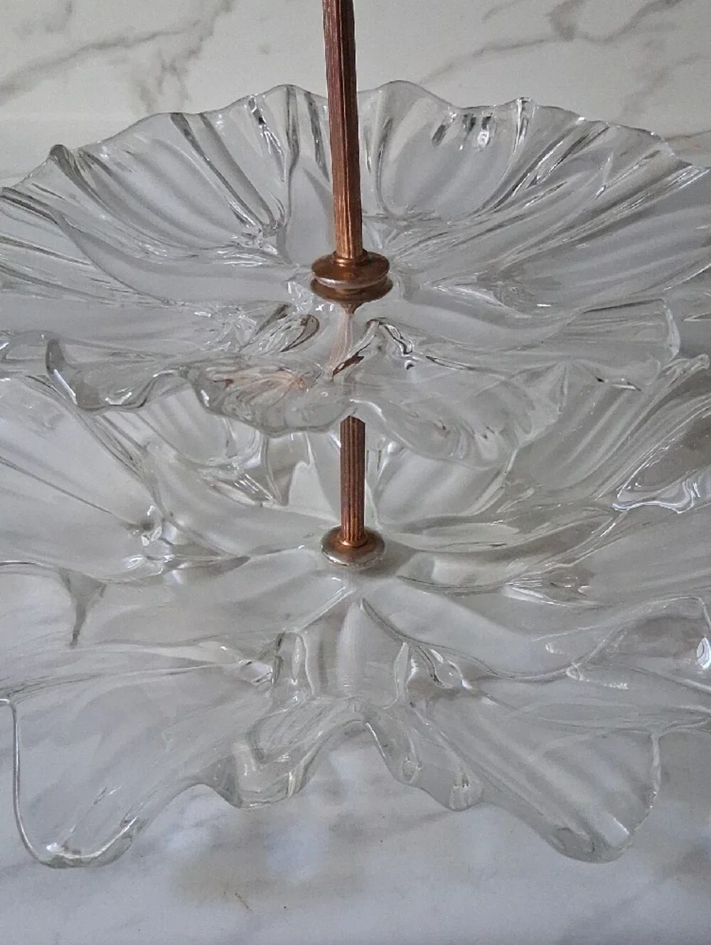 vintage 2 tier candy dish  glass